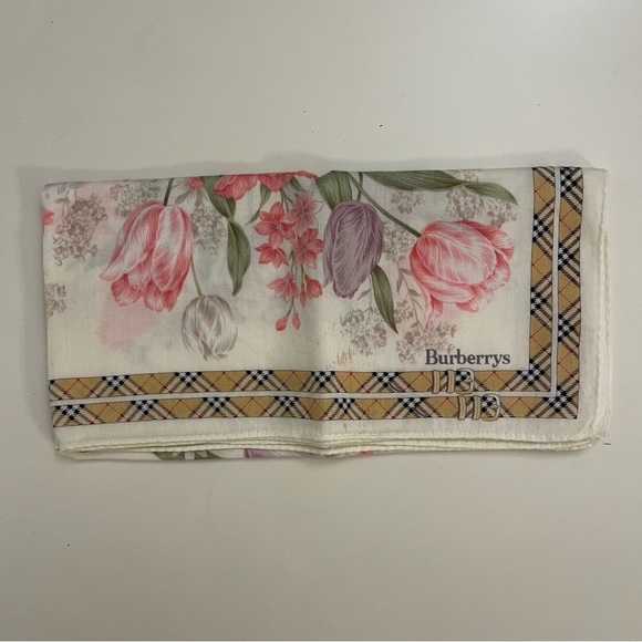 Vintage Burberrys of London Floral Silk-Cotton Handkerchief - Picture 3 of 7